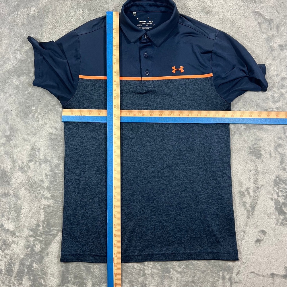 UNDER ARMOUR Playoff Polo Shirt Mens Small Navy Blue Colorblock Gym Golf Active - Picture 5 of 16